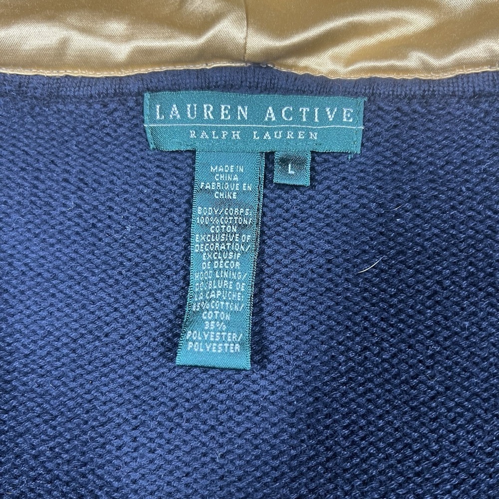 Vintage Y2K Women's L Polo Ralph Lauren Crest Logo Full Zip Chunky Knit Sweater - Picture 7 of 8